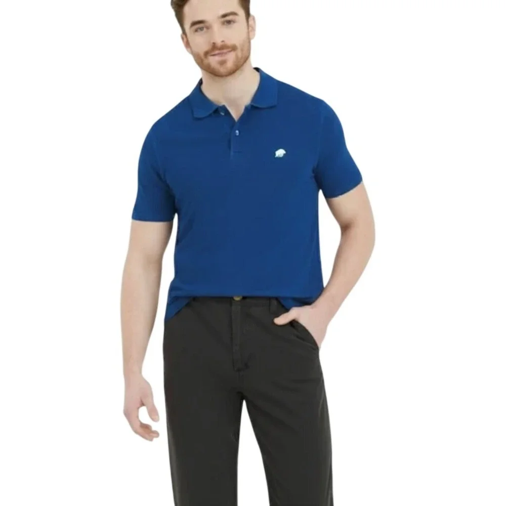 Banana Republic Mens XXL Tall Slim Fit Pique Polo Shirt Royal Blue Elephant Logo